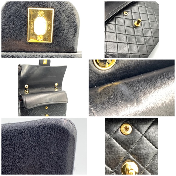 ❗️Sold❗️CHANEL Classic Lambskin Double Flap Medium Square Bag Black GHW - Picture 12 of 17